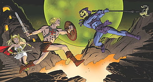 He-Man vs Villain digital wallpaper, He-Man, Skeletor, comics, He-Man and the Masters of the Universe HD wallpaper