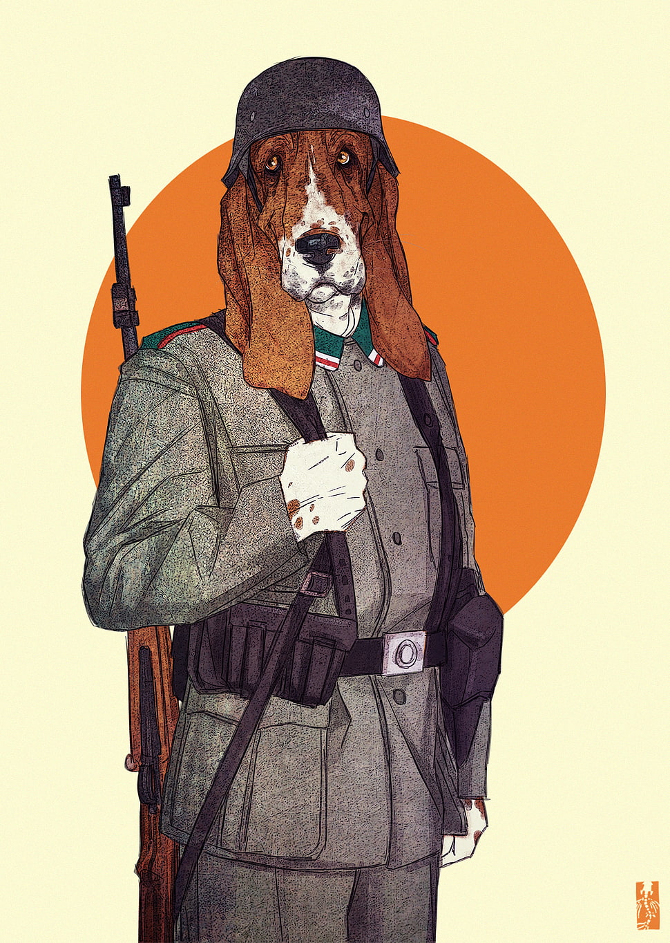 dog wearing gray coat illustration, Kim Nguyen, Zarnala, character design , animals HD wallpaper