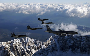 five black fighter jets HD wallpaper