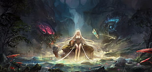 white haired female illustration, League of Legends, Janna (League of Legends), fantasy art HD wallpaper
