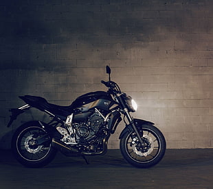 black and gray backbone motorcycle, motorcycle, vehicle, FZ-07 HD wallpaper