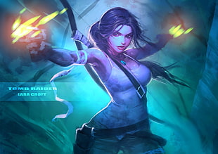 Tomb Raider Lara Croft illustration, Tomb Raider, archer, hair bows, hunter HD wallpaper