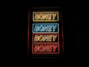 yellow, red, and blue Boney lighted signage HD wallpaper