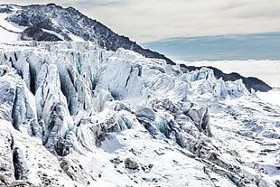 snow-covered mountain ruins, Mountains, Snow, Stones