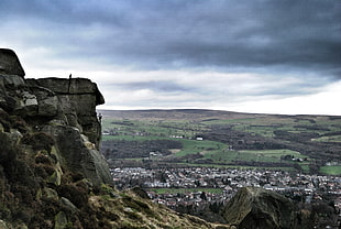 brown and white concrete house, Ilkley, England, hills, landscape