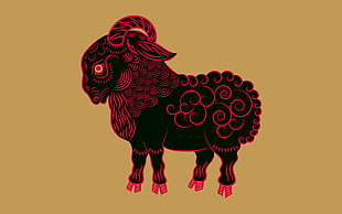 pink and black Aries Ram illustration HD wallpaper