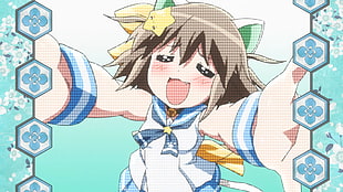 brown-haired female anime character illustration, Nyan-tan, Etotama, chibi, nekomimi HD wallpaper
