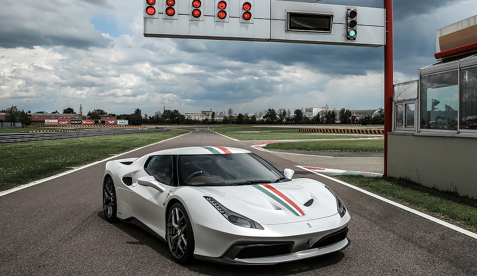 photo of white sports car on road during daytime HD wallpaper