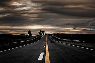 railroad, road, asphalt, dark, sky