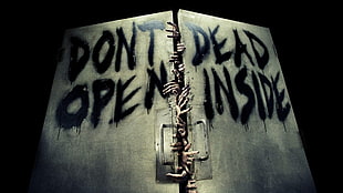 brown wooden base with Dont Open dead inside signage HD wallpaper