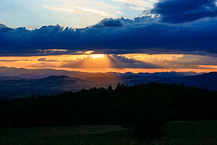 cumulus clouds during golden hour