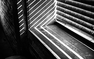 black and white wooden bed frame, window, lights, depth of field, monochrome HD wallpaper