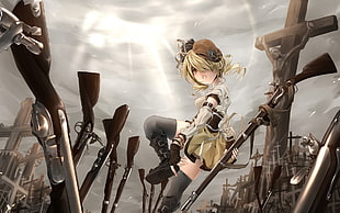 blonde haired female anime character illustration HD wallpaper