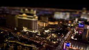 tilt shift, cityscape, Las Vegas, lights HD wallpaper
