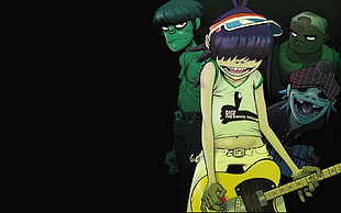 anime characters digital wallpaper, Gorillaz, Noodle, 2-D, Murdoc Niccals