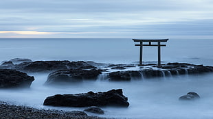 black torii gate, Japanese, torii HD wallpaper