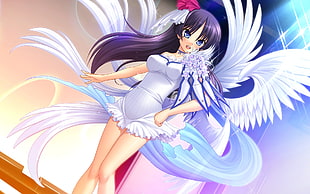girl in white dress anime character HD wallpaper