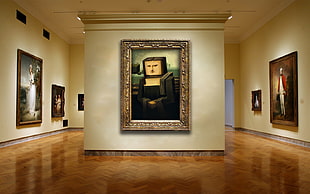 boxed Mona Lisa painting HD wallpaper