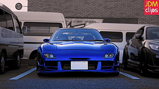 blue luxury car, Mazda RX-7, JDM, car HD wallpaper
