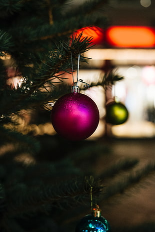 purple Christmas bauble, Ball, Christmas, New year