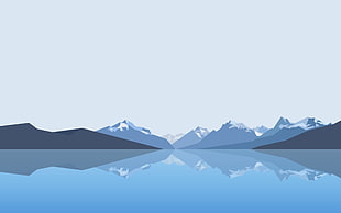 blue and black mountain painting, minimalism, landscape, mountains, lake HD wallpaper