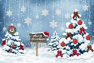 Merry Christmas greeting illustratinb HD wallpaper
