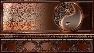 gray and brown yin and yang, Yin and Yang, digital art HD wallpaper