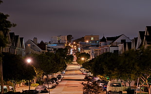 high rise house with lights at night