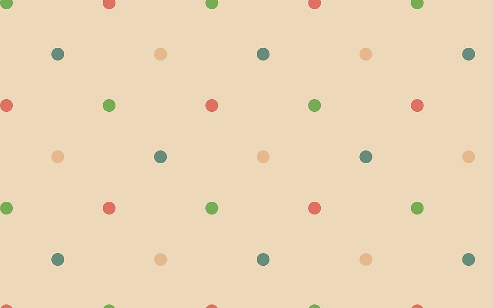 beige and green polka-dot illustration, minimalism, dots HD wallpaper