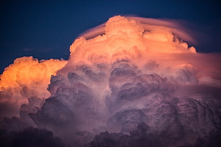 white and pink floral textile, clouds, nature