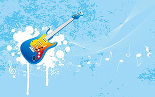 blue electric guitar illustration HD wallpaper