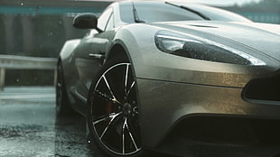 grey vehicle, Driveclub, car, rain, Aston Martin HD wallpaper