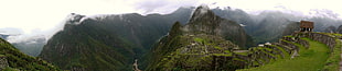 mountain top photo, landscape, mountains, mist, Machu Picchu HD wallpaper