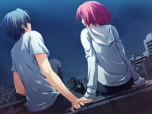 man and woman anime HD wallpaper