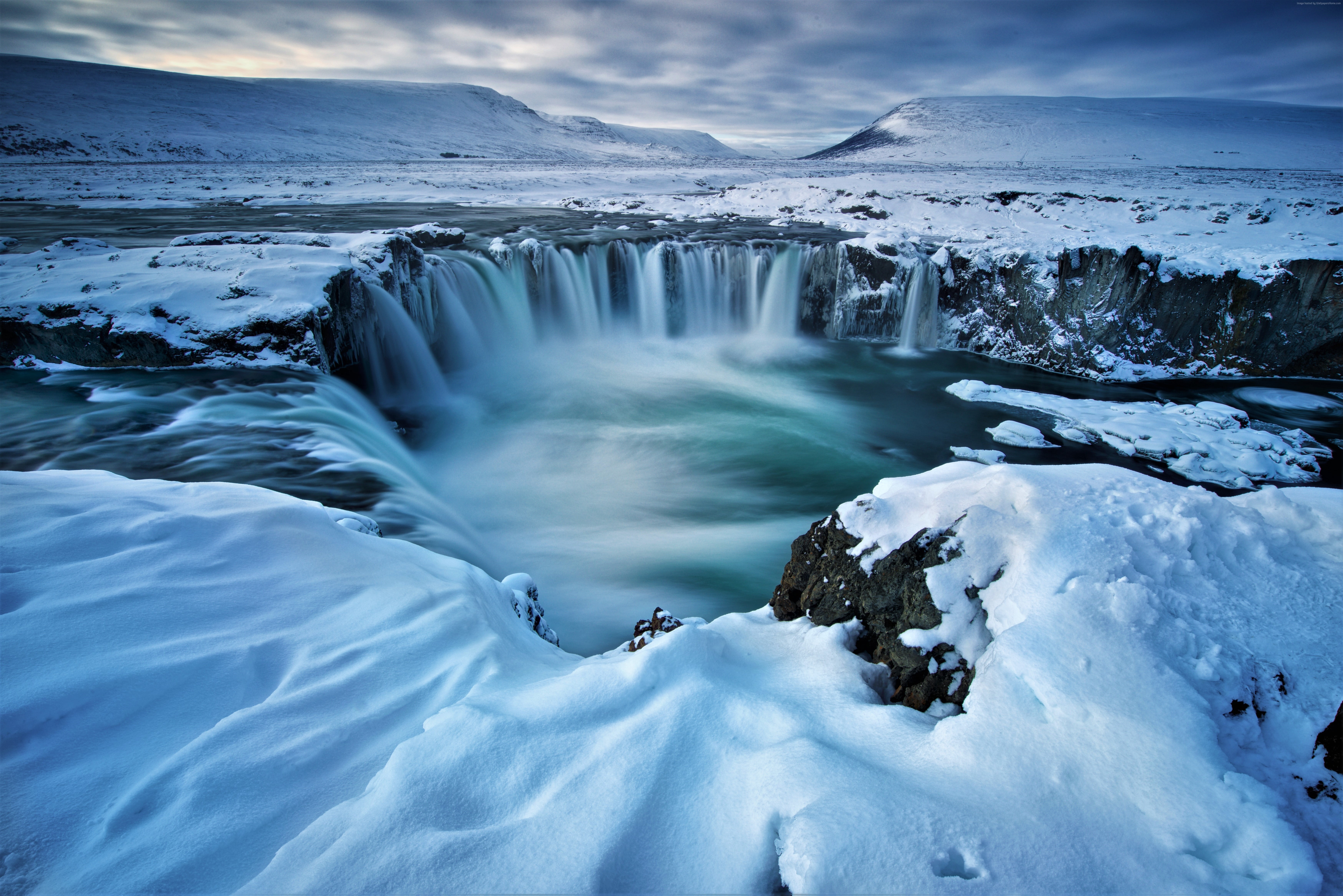 Body of water, Godafoss, waterfall, winter HD wallpaper | Wallpaper Flare