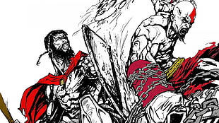 Kratos cartoon illustration, comics, 300, Leonidas, Kratos HD wallpaper