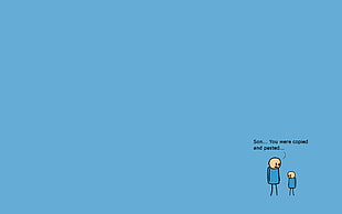 two people wearing blue talking illustration, minimalism HD wallpaper