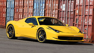 yellow coupe, Ferrari 458, supercars, Ferrari, yellow cars HD wallpaper