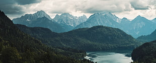 green mountain, Neuschwanstein Castle, Germany, mountains, lake HD wallpaper