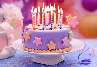 cake with lighted candles HD wallpaper