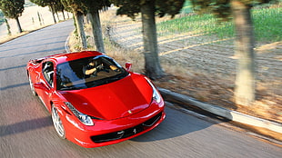 red coupe, car, Ferrari, Ferrari 458, red cars HD wallpaper