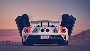 white sports car, car, Ford GT, wings, Ford HD wallpaper