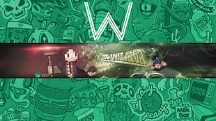 green and brown poster, Minecraft, banner, YouTube, graphic design