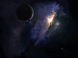 galaxy and planet wallpaper, planet, nebula, space art