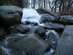 waterfalls with stone photo, neris, vilnius HD wallpaper