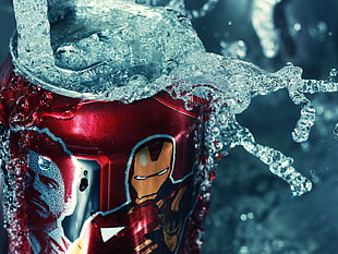 Iron man print can macro photography HD wallpaper