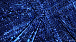 LED light digital wallpaper, digital art, blue, artwork