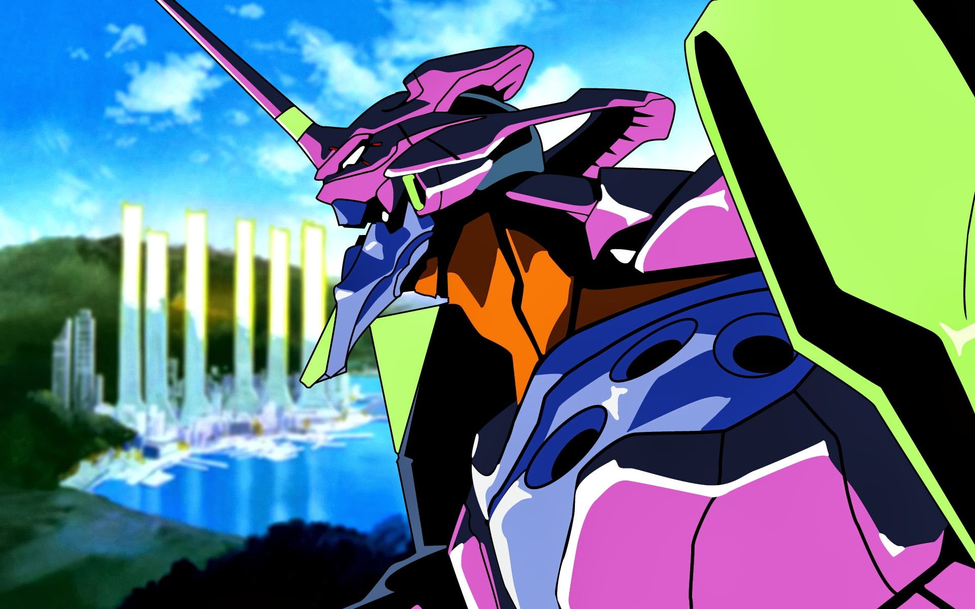 Purple, blue, and green robot anime character illustration, anime, Neon  Genesis Evangelion, EVA Unit 01 HD wallpaper | Wallpaper Flare