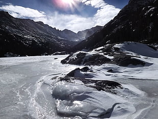 snow on mountain during daytime