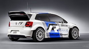 white Volkswagen 3-door hatchback, car, Volkswagen, VW Polo WRC, rally cars